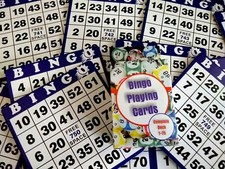 25 Reusable Blue Bingo Hard Cards  1 Deck of Bingo Calling Cards