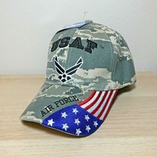 Official US Air Force Licensed AF Logo Flag on Bill Cap Hat Camo