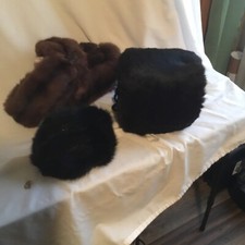 Vintage Mink Fur Muff Rich Dark Brown Color Satin Lining  Wristlet. Extra Pc