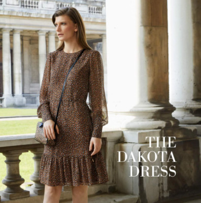 L.K Bennett London Dakota Animal Print Dress Size US 8 Brown Leopard Chiffon