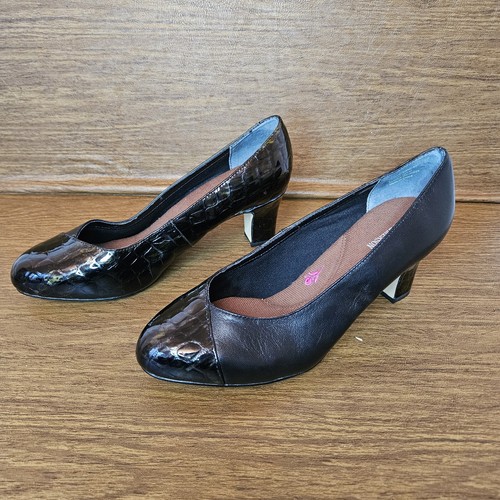 Ros Hommerson Vallerie Black/Patent Iridescent Pump Size 8WW - Picture 3 of 6