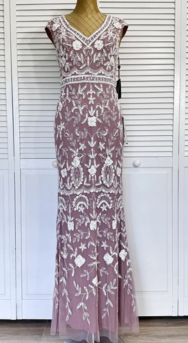 Adrianna Papell Womens BEADED MERMAID GOWN Dusted Petal Size 2 - Picture 3 of 15