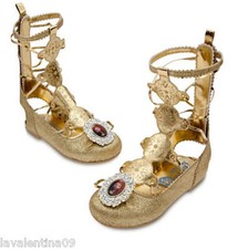 Disney Deluxe BRAVE Sandalias Doradas Zapatos Niñas 7/8 Princesa Mérida Disfraz ¡Regalo!