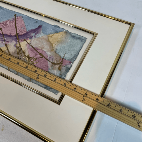 Vintage Original Mixed Media Painting Abstract Collage Pink Purple & Gold - Picture 6 of 8