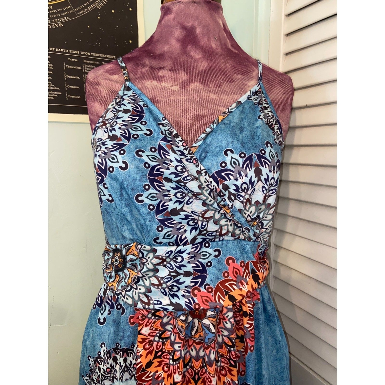 NWT Ouges Spaghetti Strap V-neck A-line Tropical … - image 2