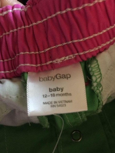 NWT BABY GAP GIRLS GREEN CAPRI PANTS 12-18 MONTHS SUNSET BORA BORA LINE BRIGHT - Picture 4 of 4