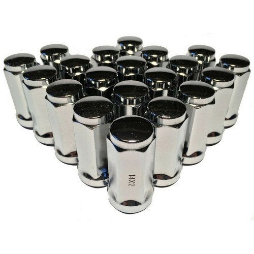 20 Chrome 14x2 Lug Nuts 1.9" Long Bulge Acorn with 3/4" Hex Ford