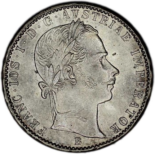 AUSTRIA coin 1/4 Florin 1861 B Rare date and mint mark !!! UNC Uncirculated - Picture 2 of 7