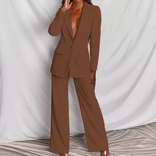 Women Set Long Pants Blazer Suit 2Pieces Office Blazers Lady Autumn Clothes - Picture 2 of 32