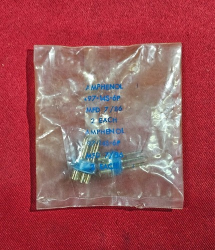 2X AMPHENOL 97-14S-6P Pin Insert MFD 7/86 Made In USA - NEW - Pack Of 2 - Picture 1 of 2