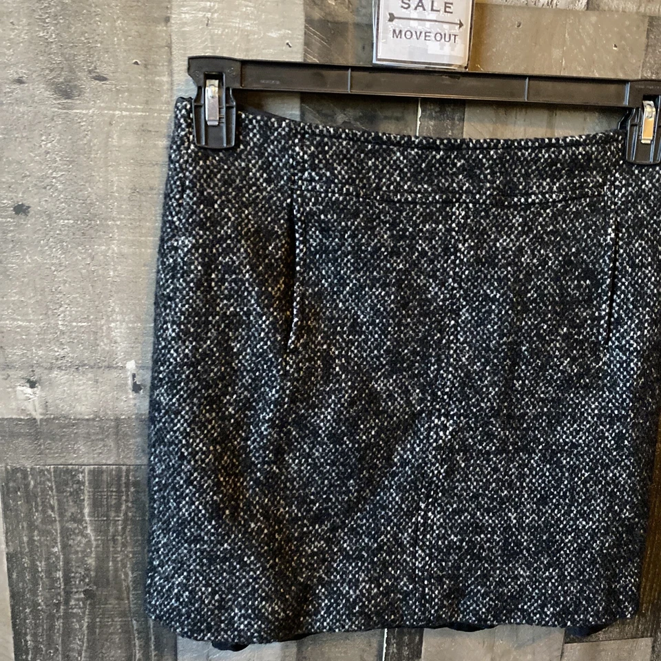 Banana Republic Mujer Talla 4 Blanco y Negro Falda Lápiz Cremallera Lateral 80% Lana Foto 3 de 4