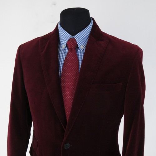 Burgundy Velvet Blazer 40R UK Size ZARA Mens Cotton Sport Coat Tuxedo Jacket - Picture 10 of 12
