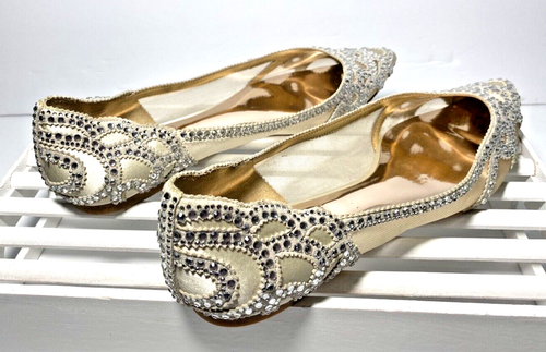 BAGDLEY MISCHKA Women's GIGI Crystal Pointed Toe Sparkly Party Flats US 8 - Picture 3 of 12