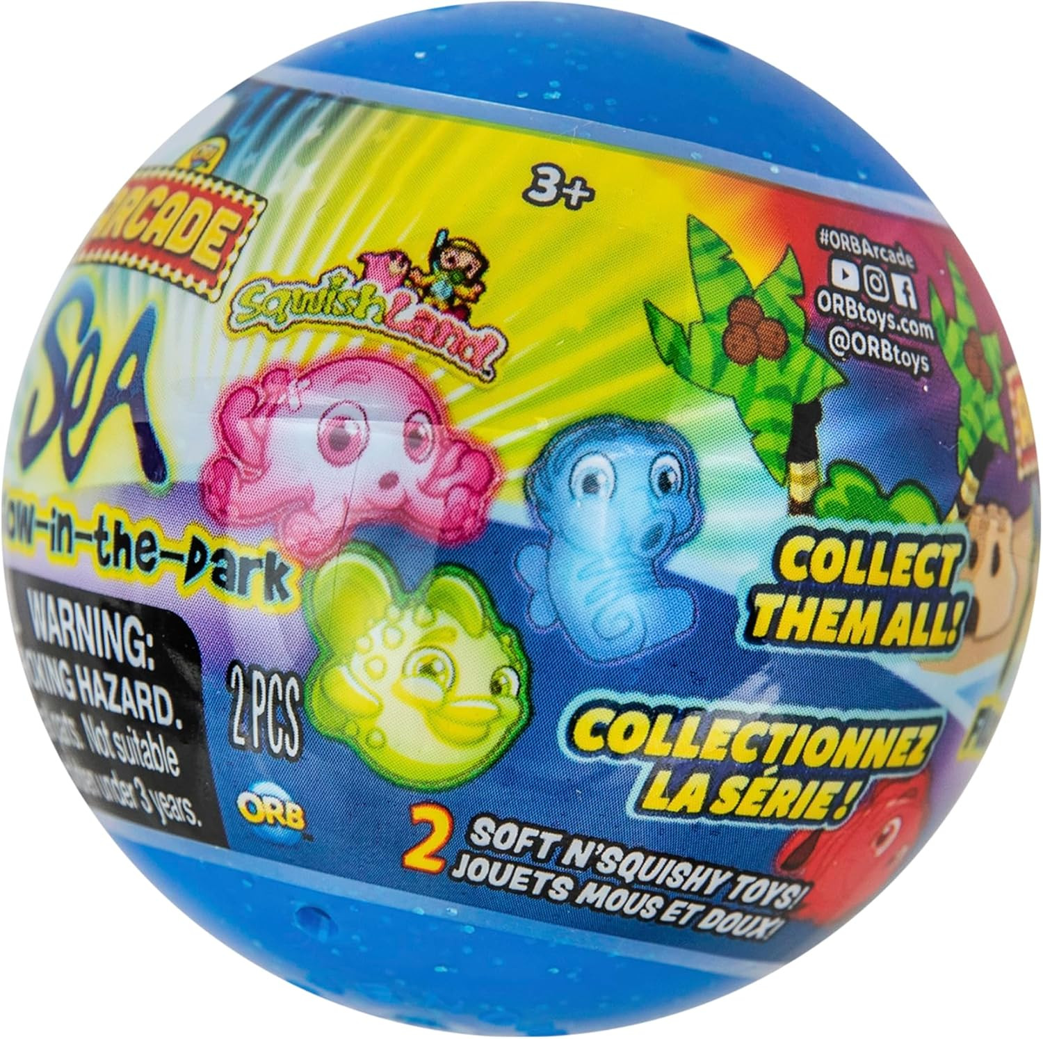 Arcade Capsules Sqwishland Glow in the Dark Sea | 48 Capsules Display