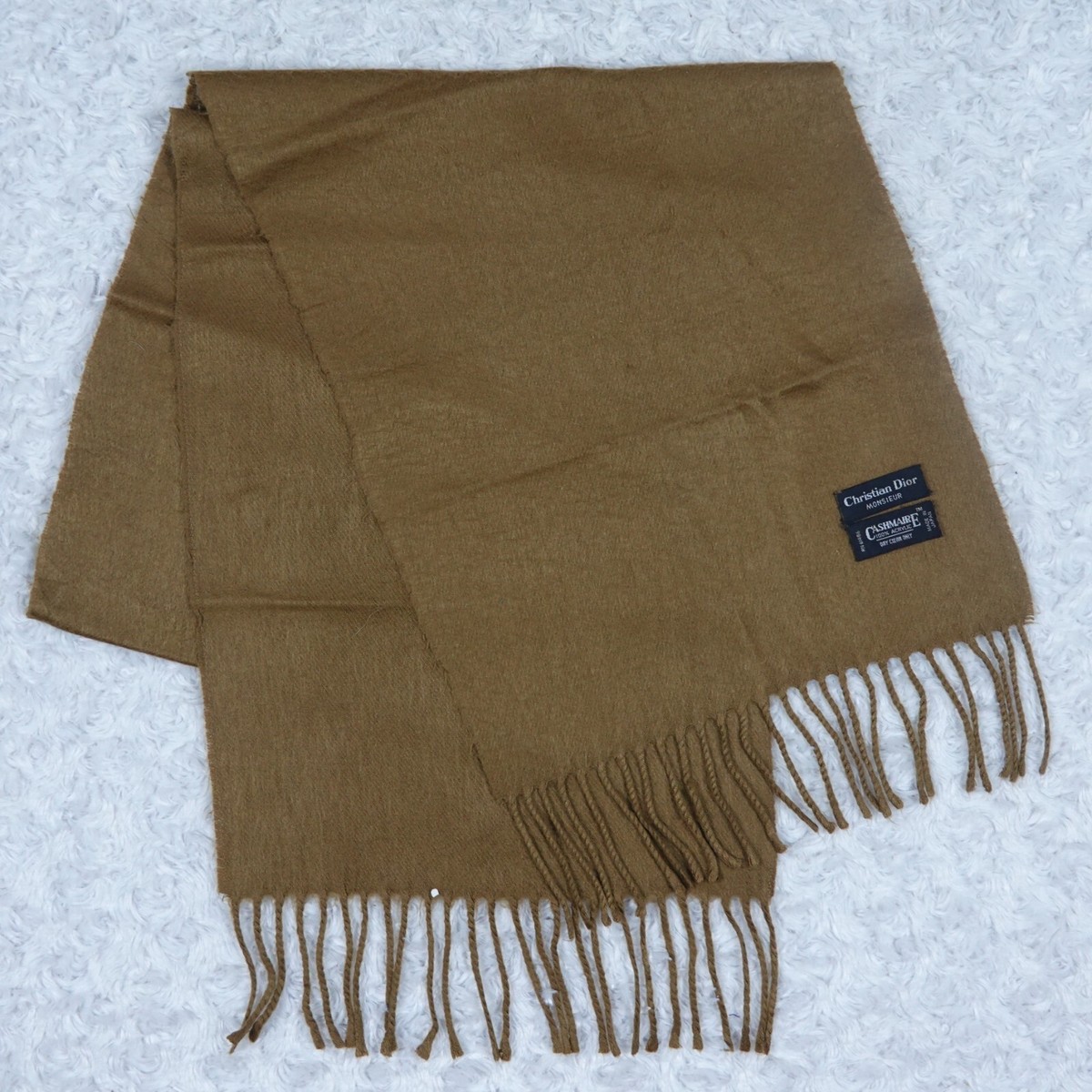 K425 CHRISTIAN DIOR Brown Wool Scarf Scarves Shawl 11