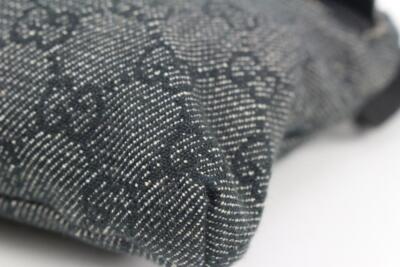 Gucci Black x Grey Monogram GG Denim Belt Bag Fanny Pack Waist