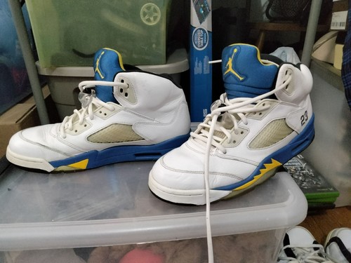 Nike Air Jordan 5 Retro Laney 2013 Size 11 (136027-189) Blue White Yellow(CQ203) - Picture 9 of 10