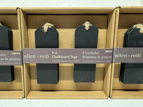 Lot of 3 Allen + Roth Chalkboard Hang Tags with String Twine - 24 Total - Picture 2 of 2