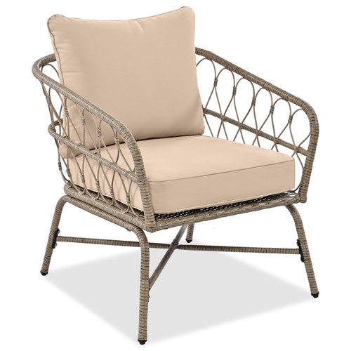 Boho-inspired 4-Person Outdoor Seating Group W/Removable Cushions,Wood Tabletop - Picture 5 of 18
