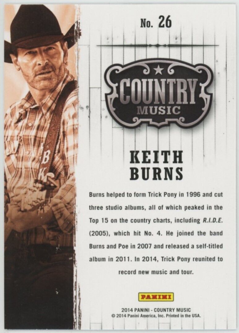 2014 Panini Country Music Keith Burns Trick Pony #26 | eBay