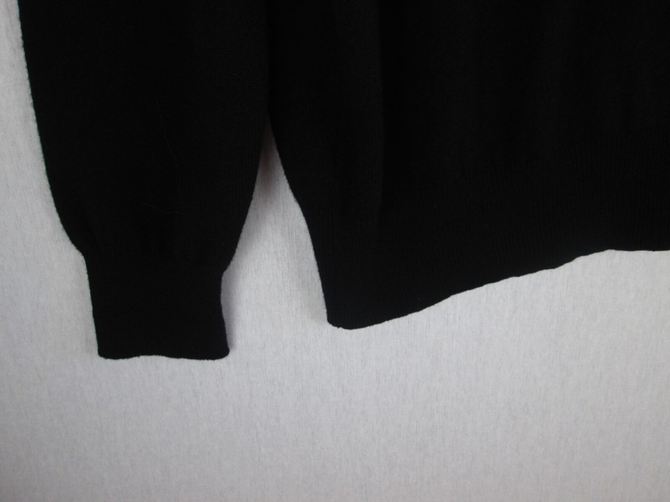 Loro Piana Men's Black Baby Cashmere V Neck Long Sleeve Sweater US 52