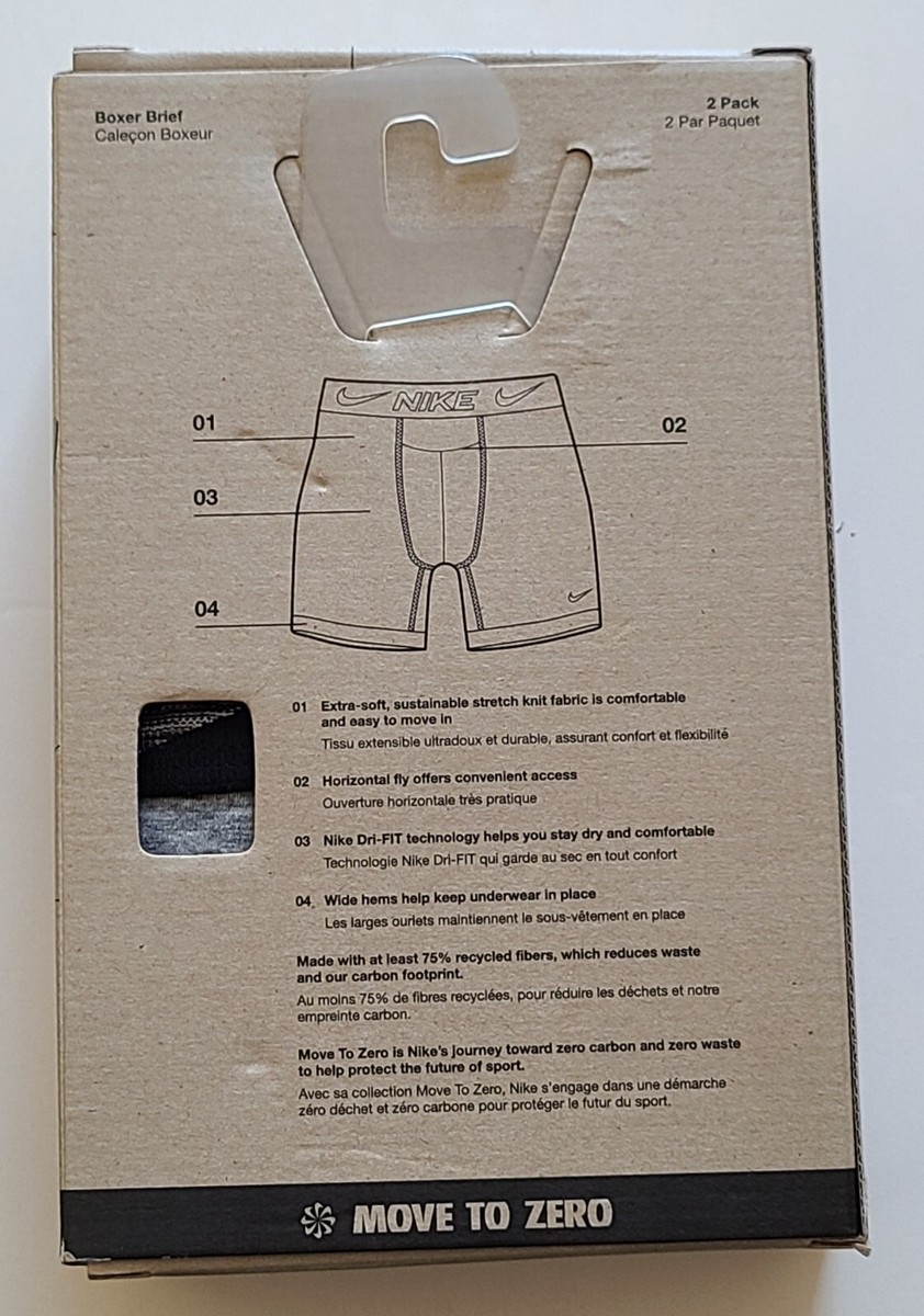 Nike Boxer Briefs Dri-FIT ReLuxe Mens Size XL Gray Pack (40-42