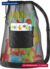 Large Mesh Beach Bag Drawstring Toys Bag, Swim Pool Toys Balls Storage Bags Gym