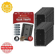 12 Pack Sticky Mouse and Insect Traps Non Toxic Glue Indoor Pet Safe Black