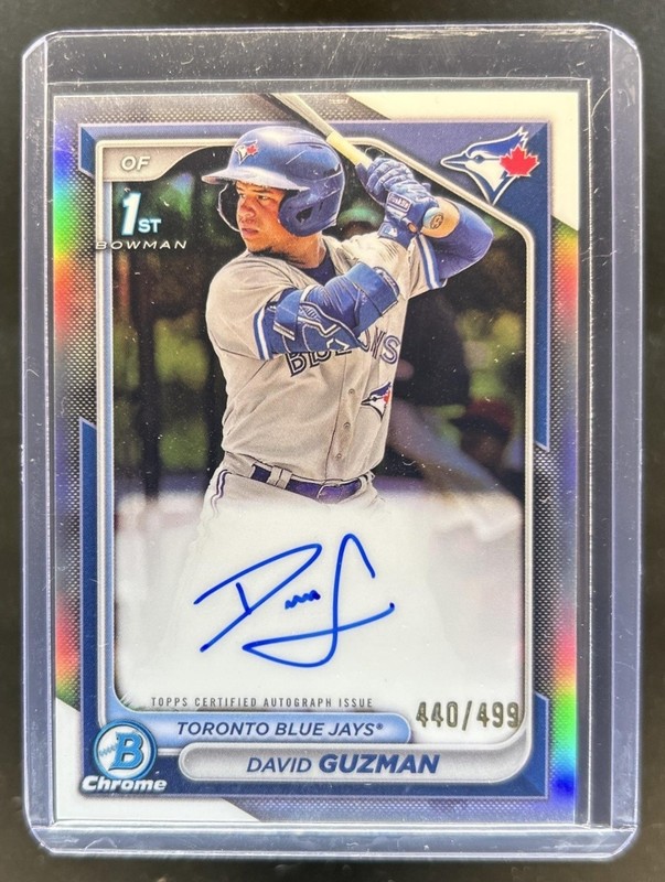 2024 Bowman David Guzman Chrome Auto Refractor 1st Prospect #/499 Blue Jays