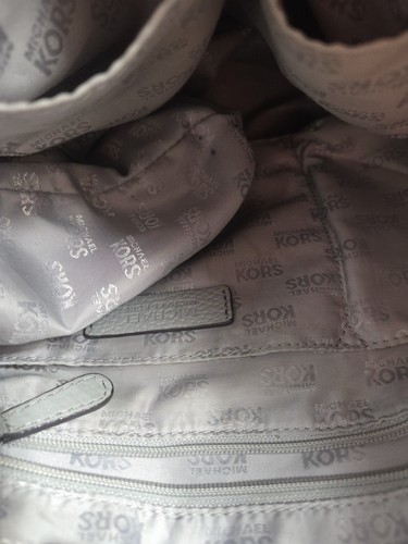 Borsa a tracolla Michael Kors Hamilton borsa tote in pelle grigia argento chiusura catena borsetta - Foto 11 di 12