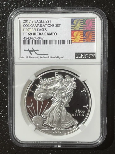 2017-S $1 SILVER AMERICAN EAGLE Congratulations Set NGC PF69 FR : MERCANTI  6292