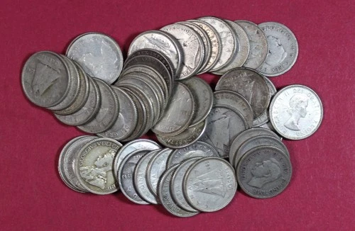 ROLL OF 50 CANADIAN 80% SILVER DIMES  ($5 FACE VALUE)