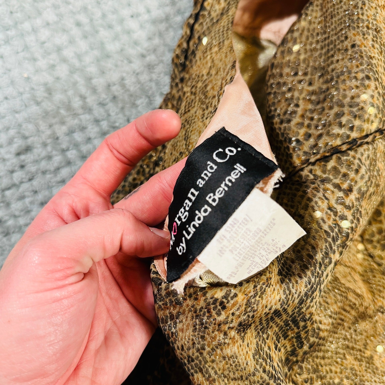 Vintage Y2K Gold snakeskin print square neck maxi formal dress sparkly glittery