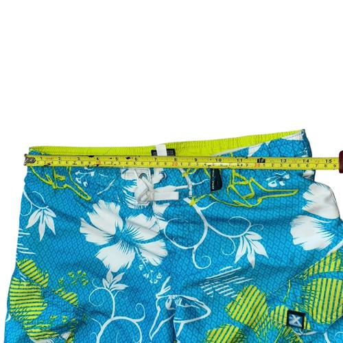 Zero Xposur Tropical Blue Green Swim Trunks Youth S 8 Beach Casual Shark Flower - Picture 6 of 10