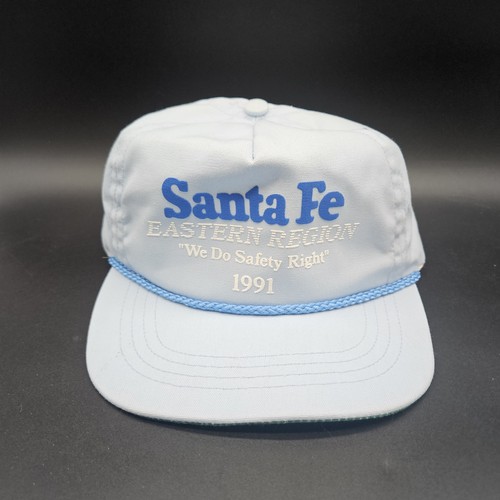 Vintage 1991 Santa Fe Railroad Eastern Region Hat Strapback USA Blue Safety