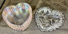 Fenton Irridescent Pearl Trinket Dish Heart Shaped Hummingbirds w/ Lid — photo 3