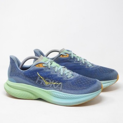 Hoka Mens Mach 6 Running Shoes Sneakers Blue Green Mesh 10.5D