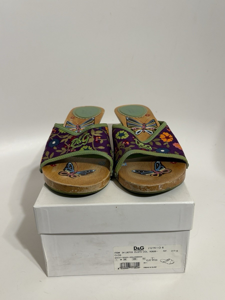 Vtg Dolce & Gabbana D&G Junior Floral Wood Sandal Heels 38 View 3