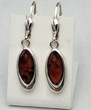 Ambra Orecchini Pendenti (Goccia / Ovale ) – 925 Argento Sterling Con Gancio