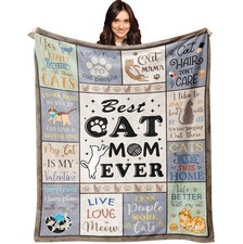 Cat Mom Gifts Blanket 50"X60", Cat Lover Gifts for Women, Cat Gifts for Cat L...