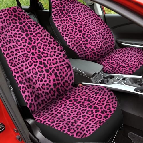  Car Seat Cover Print for Women Girls Stretch Universal Auto Pink Black Leopard