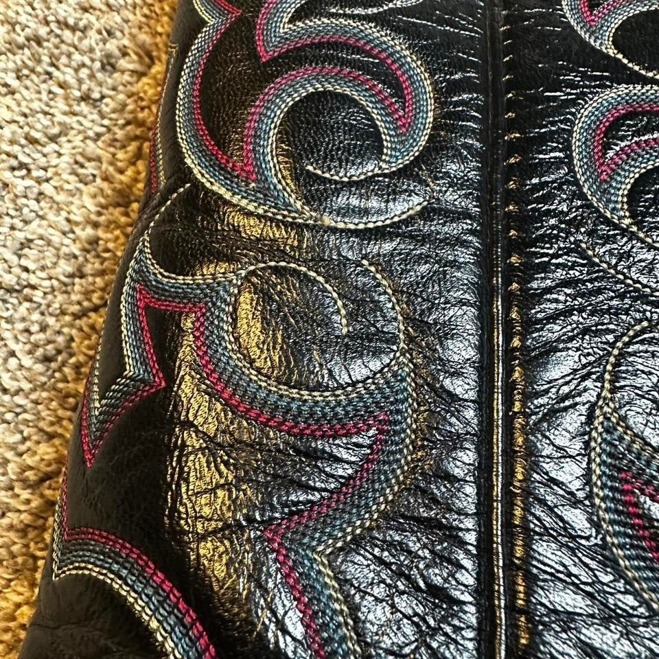 Nocona Black Snake Skin Leather Cowboy Boots Mens Size 7.5B Style