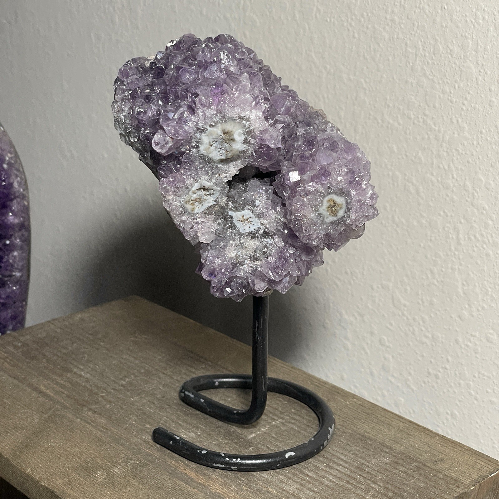 Amethyst Druzy Cluster On Stand From Brazil Crystal Geode Purple