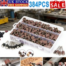 384PCS Sanding Bands Drum Sleeve Rotary Tool Kit for Dremel Accessories Mandrels