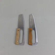 Set of 2 Vintage Cheese Knives with Wooden Handles #8088