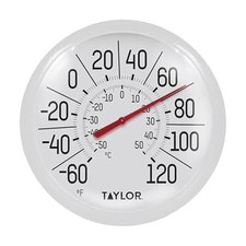 Taylor Big Bold Indoor Outdoor Dial Thermometer, Decor 8.5 inches, White