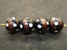 Lot 4 Perles Verre Collier Murano Ancien Antique Aventurine Venetian Glass Bead