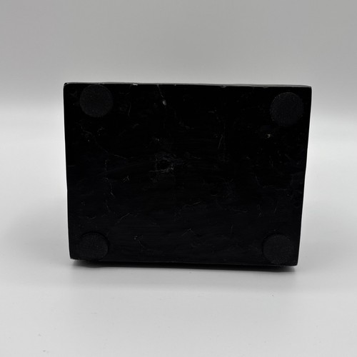 Black Labrador Sculpture Sitting Dog 8.5" Heavy Poly Resin Square Mounted Gloss - Picture 12 of 13