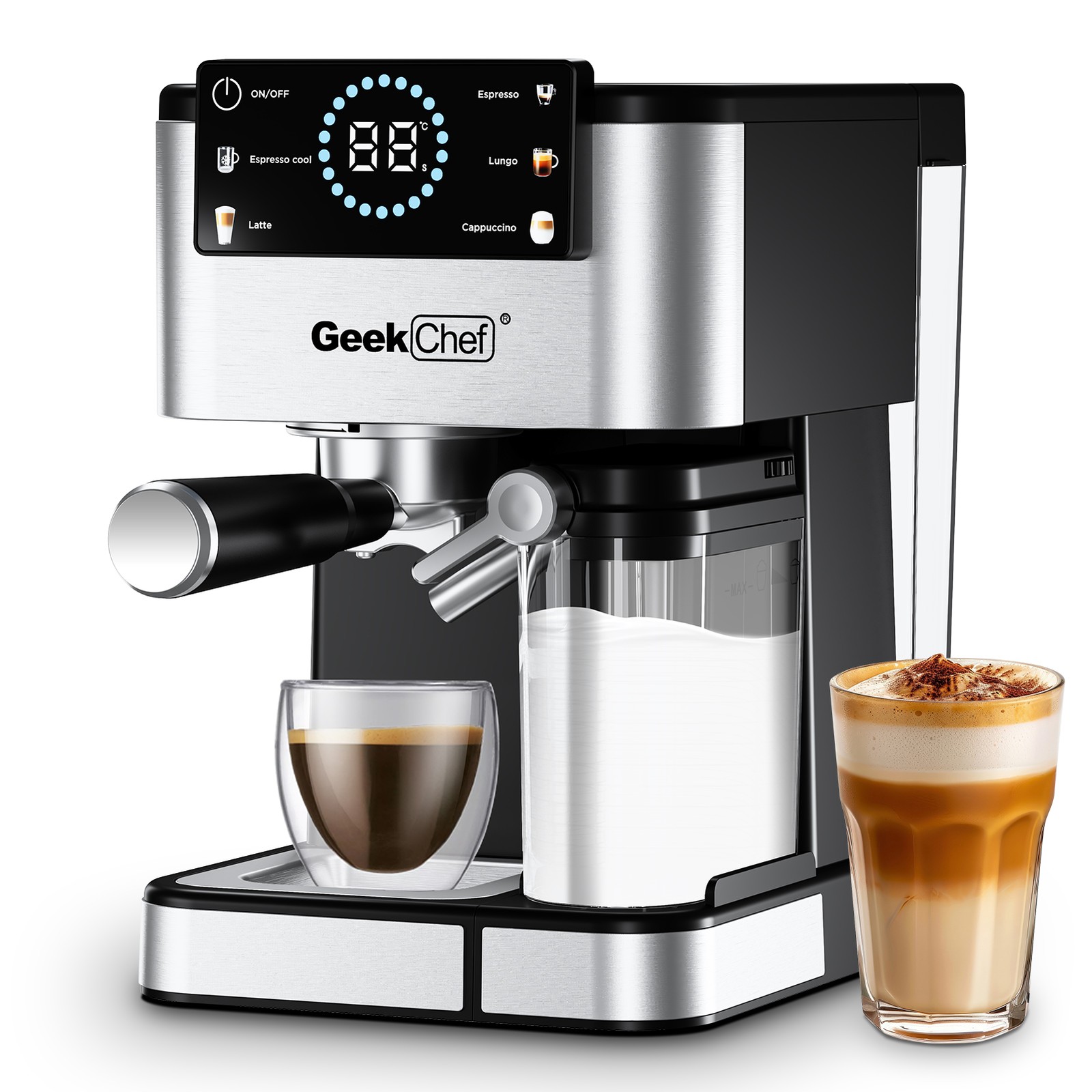 Geek Chef Espresso Machine for Home Barista - 20 Bar Coffee 