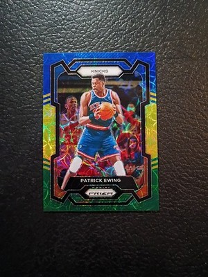 PATRICK EWING 2023-24 PANINI PRIZM BLUE YELLOW GREEN CHOICE Knicks HOF